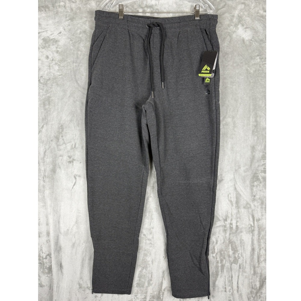 NWT RBX Mens Dark Gray Athletic‎ Jogger Pants Size L/G Zipper Ankle